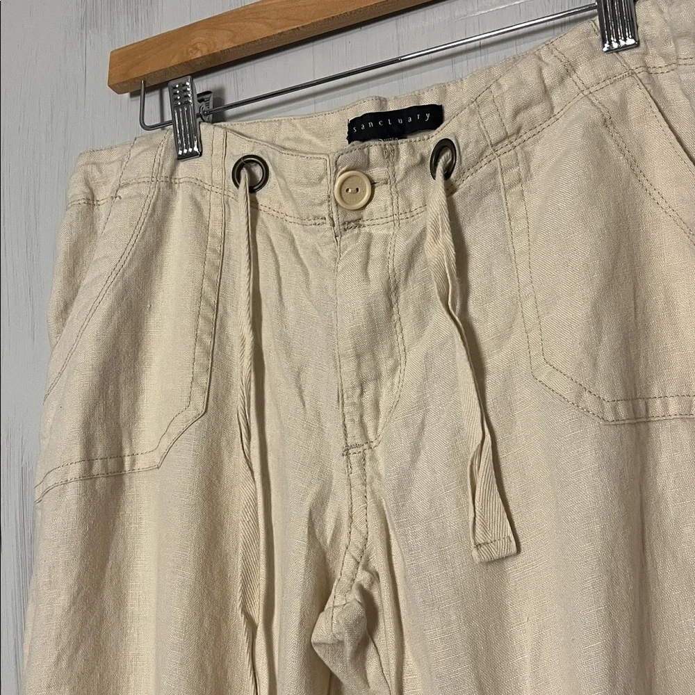 Sanctuary Tan Linen‎ Tie Waist Pants Size 31